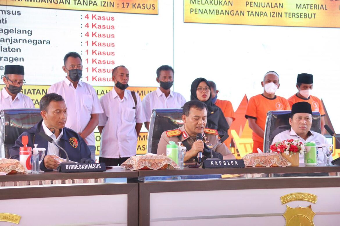 Komitmen Lestarikan Lingkungan Hidup, Polda Jateng Gulung 23 Aksi Illegal Mining dan Sita 70 Barang Bukti