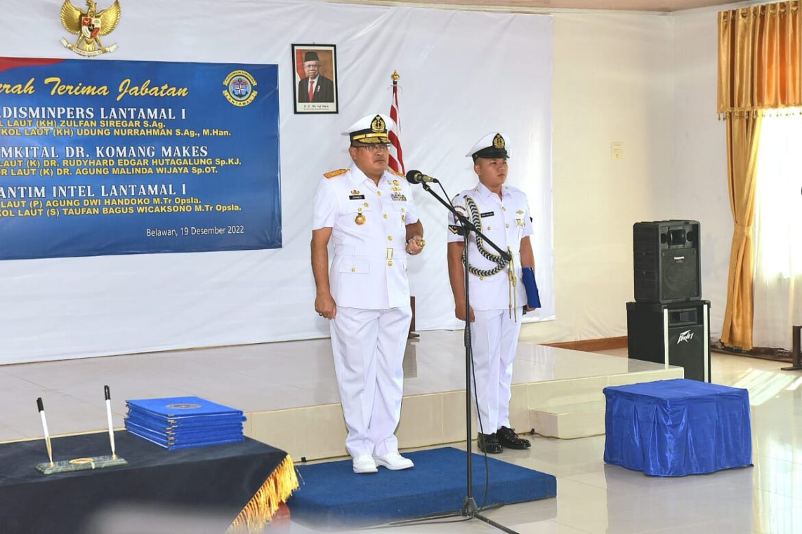Danlantamal I Pimpin Serah Terima Jabatan Kadismin, Karumkit dan Dantim Intelijen Lantamal I.