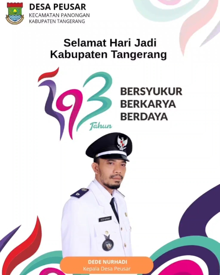 KEPALA DESA PEUSAR KECAMATAN PANONGAN MENGUCAPKAN SELAMAT HARI JADI 393 BERSYUKUR BERKARYA BERDAYA
