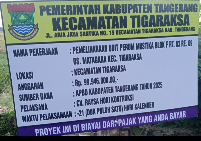 WARGA PERUMAHAN MUSTIKA TIGARAKSA KABUPATEN TANGERANG BERSYUKUR DAN BERTERIMA KASIH ATAS DIBANGUNYA SPAL DILINGKUNGAN MEREKA.